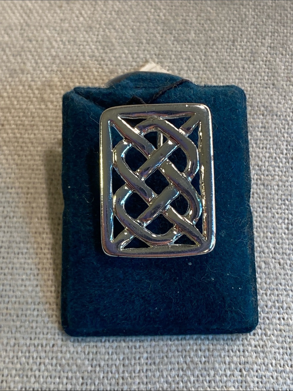 NOS Sterling Silver Celtic Knot Pendant 925 Openwork Rectangular